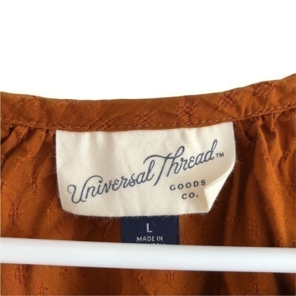 Universal Thread brown/cognac long sleeve peplum shirt size Large - Picture 3 of 4